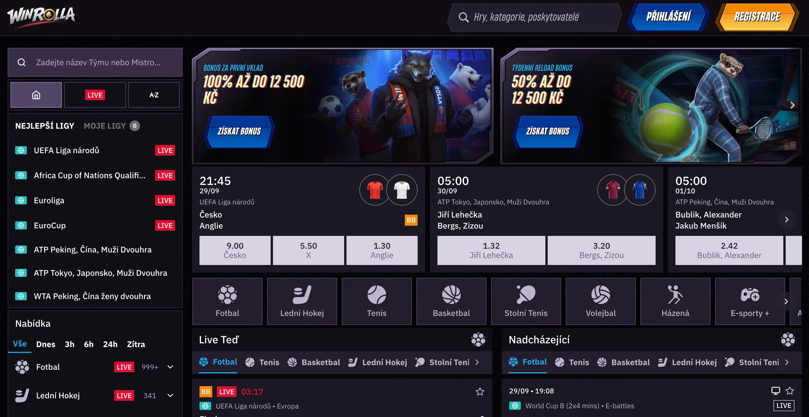 Sportovní sázení u Winrolla